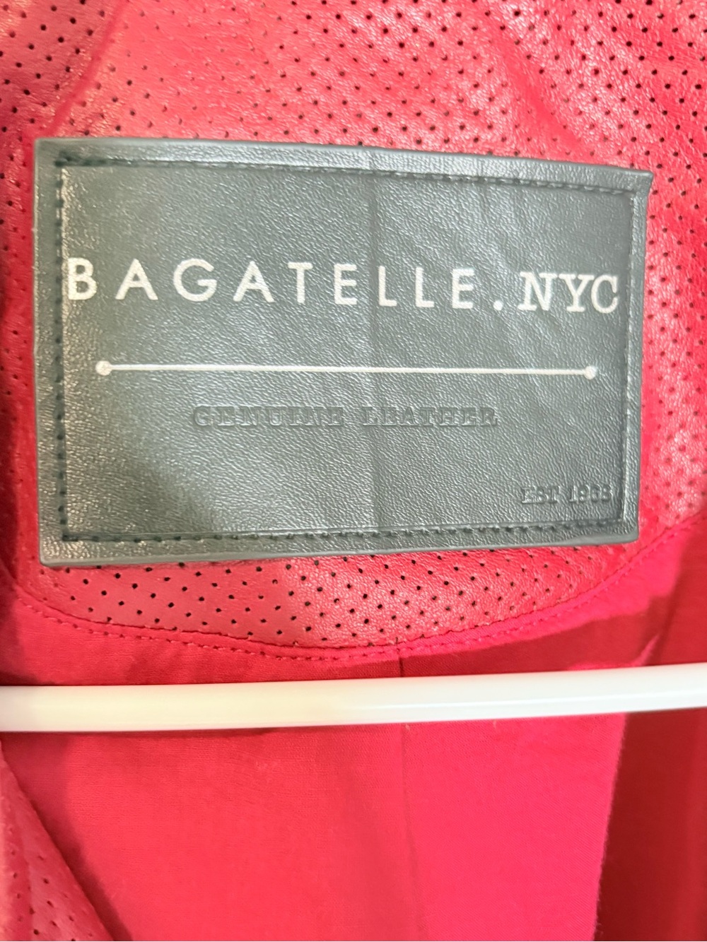 Bagatelle.NYC Perforated Leather Moto Jacket in Poppy Red— Size S - Picture 7 of 11